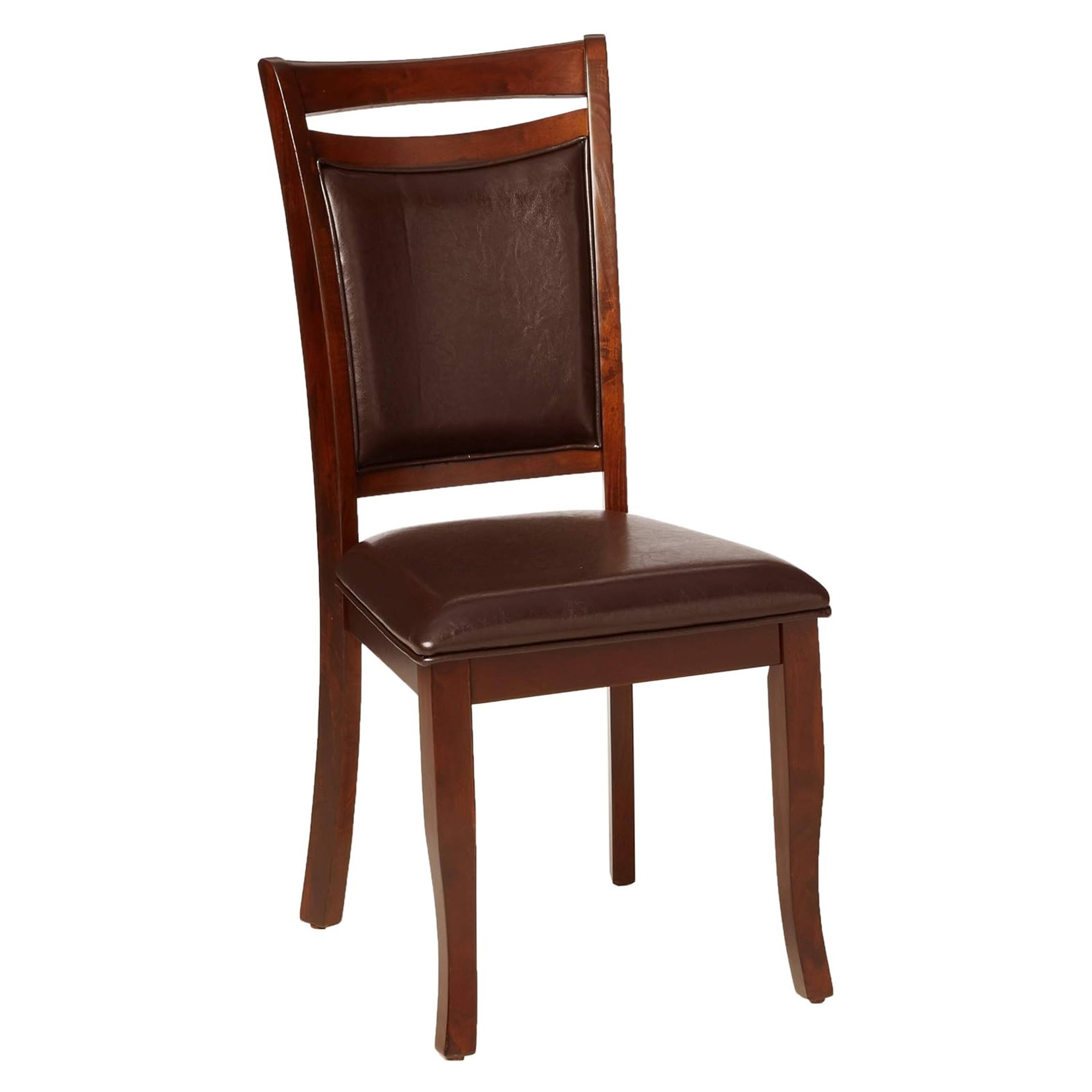 Alt View 2. Manhattan Lane - Woody 7pc Dining Table Set, 18-Inch Leaf, Espresso Faux Leather Chairs - Dark Cherry Brown, Espresso Brown.