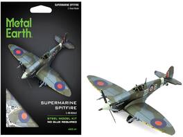 Model Kit Supermarine Spitfire Fighter Aircraft British Royal Air Force (Moderate Difficulty) Steel Model by Metal Earth - Multicolor