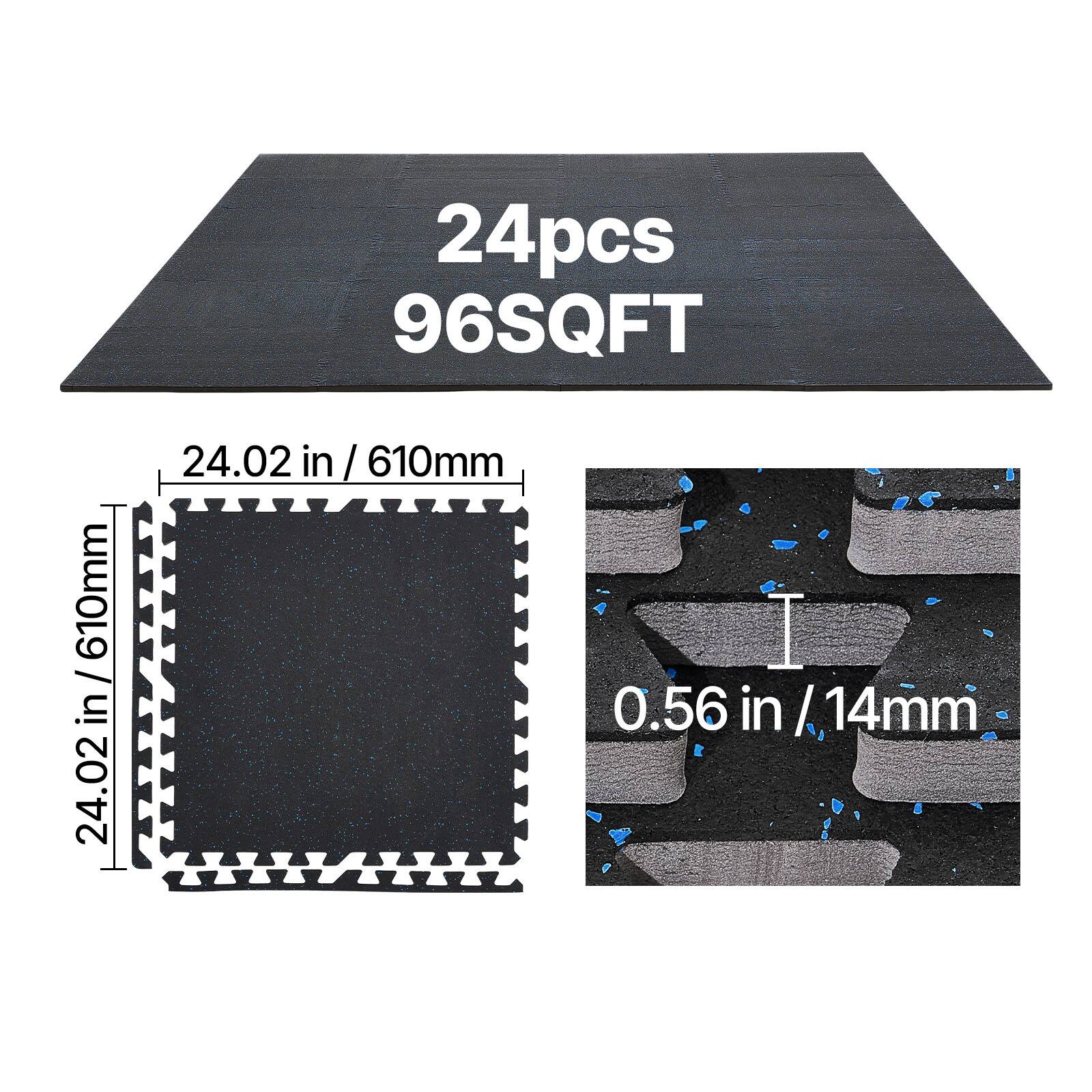 24pcs 96SQFT  
24.02 in / 610mm  
0.56 in / 14mm