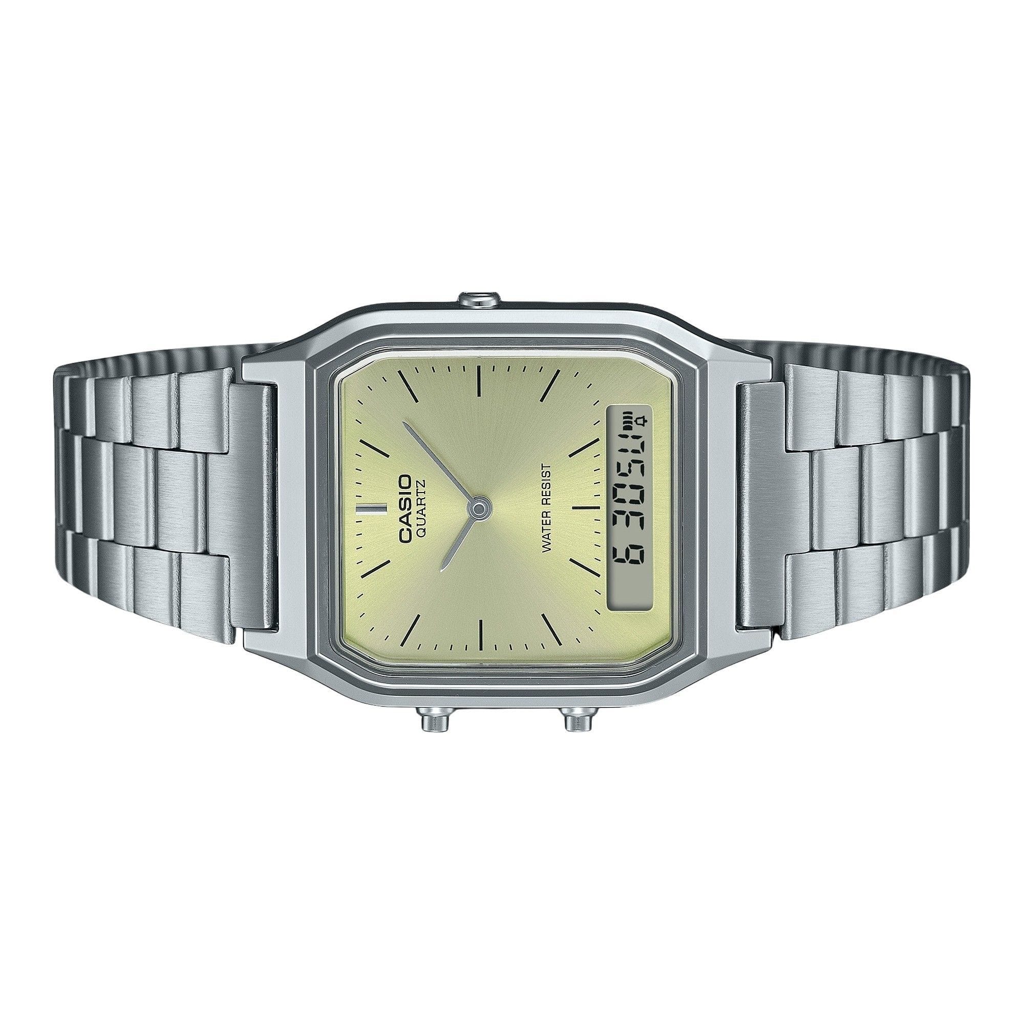Casio Vintage Analog Digital Quartz AQ 230A 9AMQY Light Champagne
