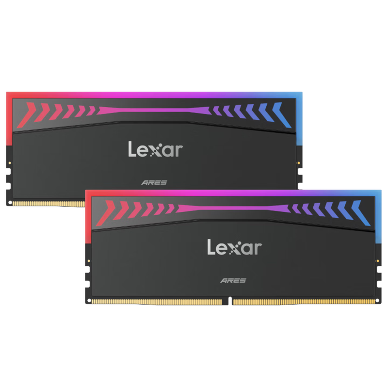Lexar - ARES RGB DDR5 6000MHz 32GB (2x16GB) Desktop Memory Kit – CL26, AMD EXPO, RGB Gaming Overclocking RAM - Black
