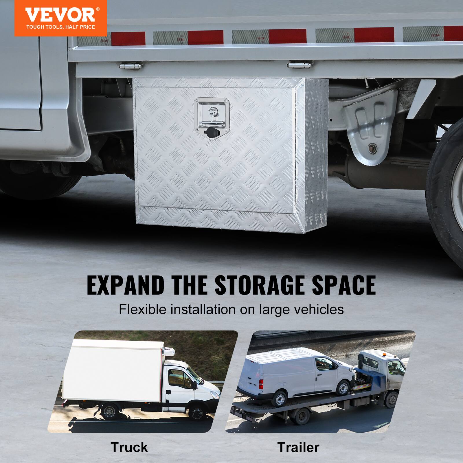 VEVOR TOUGH TOOLS, HALF PRICE - W1F 00 EXPAND THE STORAGE SPACE Flexible installation on large vehicles Truck Trailer