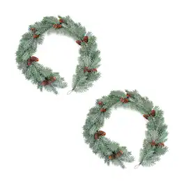 BreeBe - Winter Pine Garland with Pinecone Accents (Set of 2) - Green, Brown