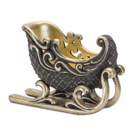 BreeBe - Elegant Holidy Sleigh Decor 10"L - Black/Gold