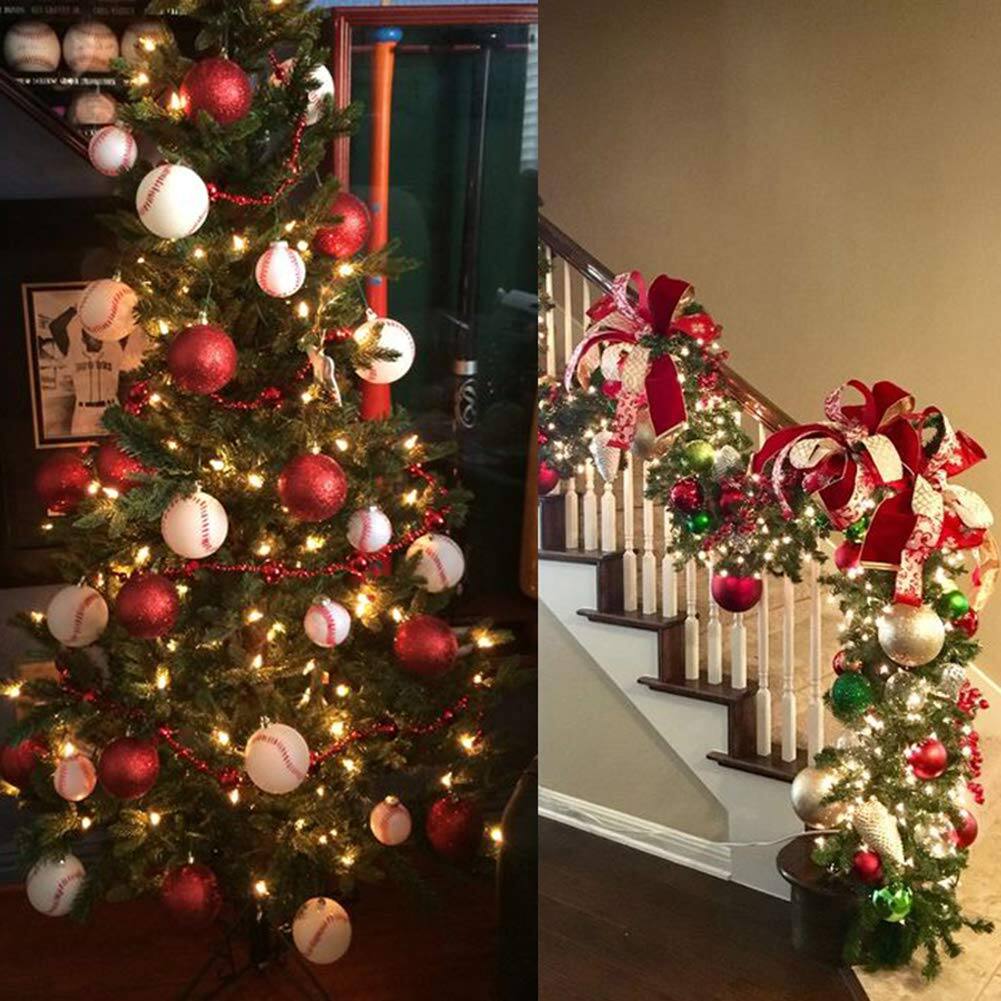 Left. Acekool - 34 Pieces Shatterproof Christmas Ornaments Set for Xmas Tree Indoor Outdoor Holiday Party Wedding Decoration（Red） - Red.