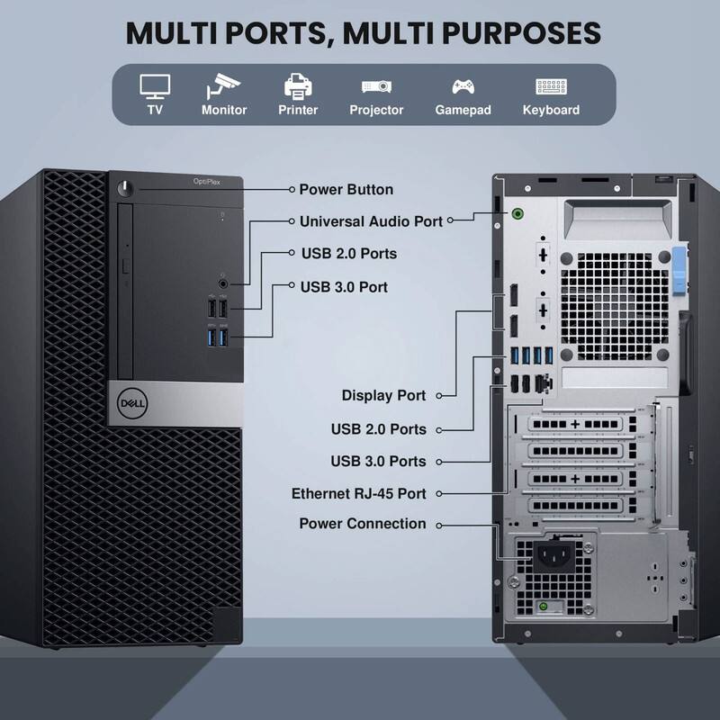 MULTI PORTS, MULTI PURPOSES

TV Monitor Printer Projector Gamepad Keyboard

- Power Button
- Universal Audio Port
- USB 2.0 Ports
- USB 3.0 Port
- Display Port
- USB 2.0 Ports
- USB 3.0 Ports
- Ethernet RJ-45 Port
- Power Connection