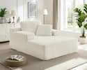 Front. Meqiodas - 67.5”Oversized Indoor Chaise Lounge, Sofa Bed, Living Room Sofa, Corduroy Upholstered Boneless Cloud Sofa, No Assembly - Beige.