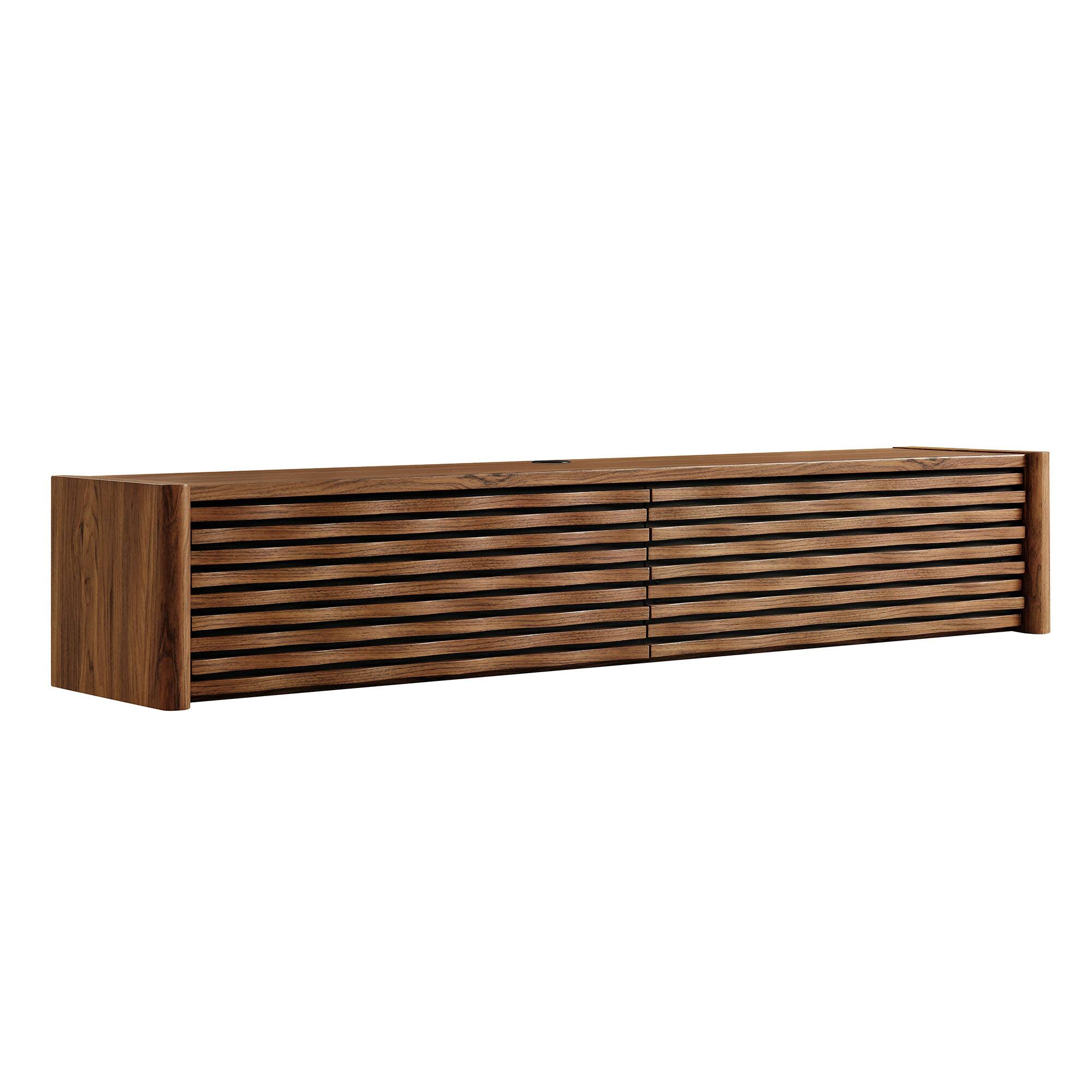Angle. Modway - Emric Wave 71" Wall-Mounted TV Cabinet by Modway - Walnut.