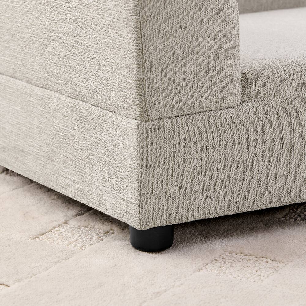 Back. JUJABU - Beige Comfortable Oversized Pet Sofa for Medium/Large Dogs with Backrest, Armrests & Soft Cushion - Beige.