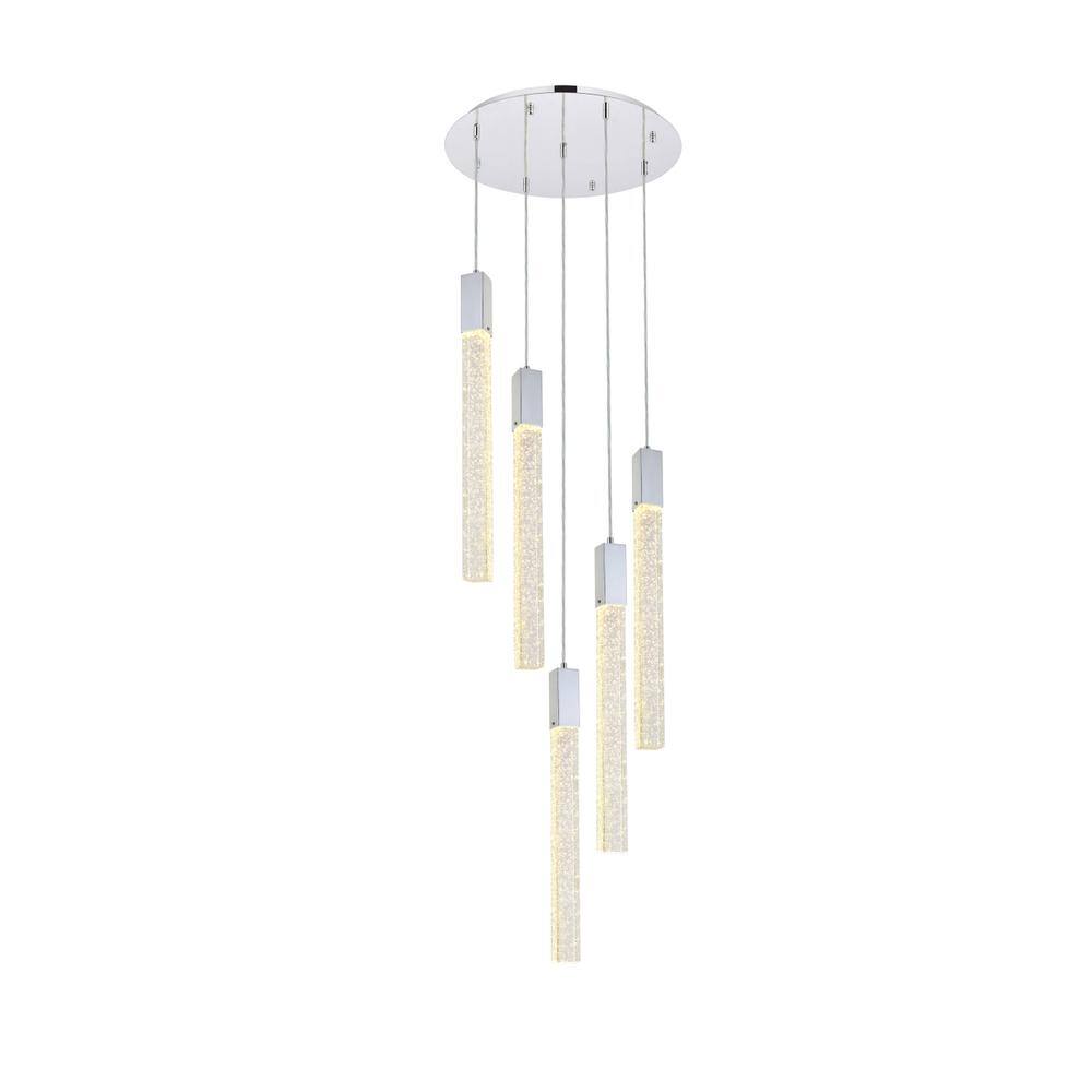 Front. Elegant Lighting - Weston 5 lights pendant in chrome - Chrome.