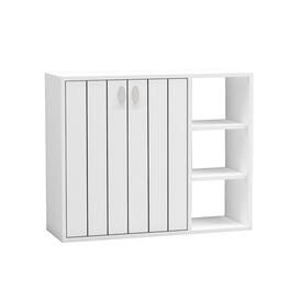 Costway - 3-Tier Wooden Shoe Storage Organizer with Doors & 3-Level Adjustable Open Shelves - White