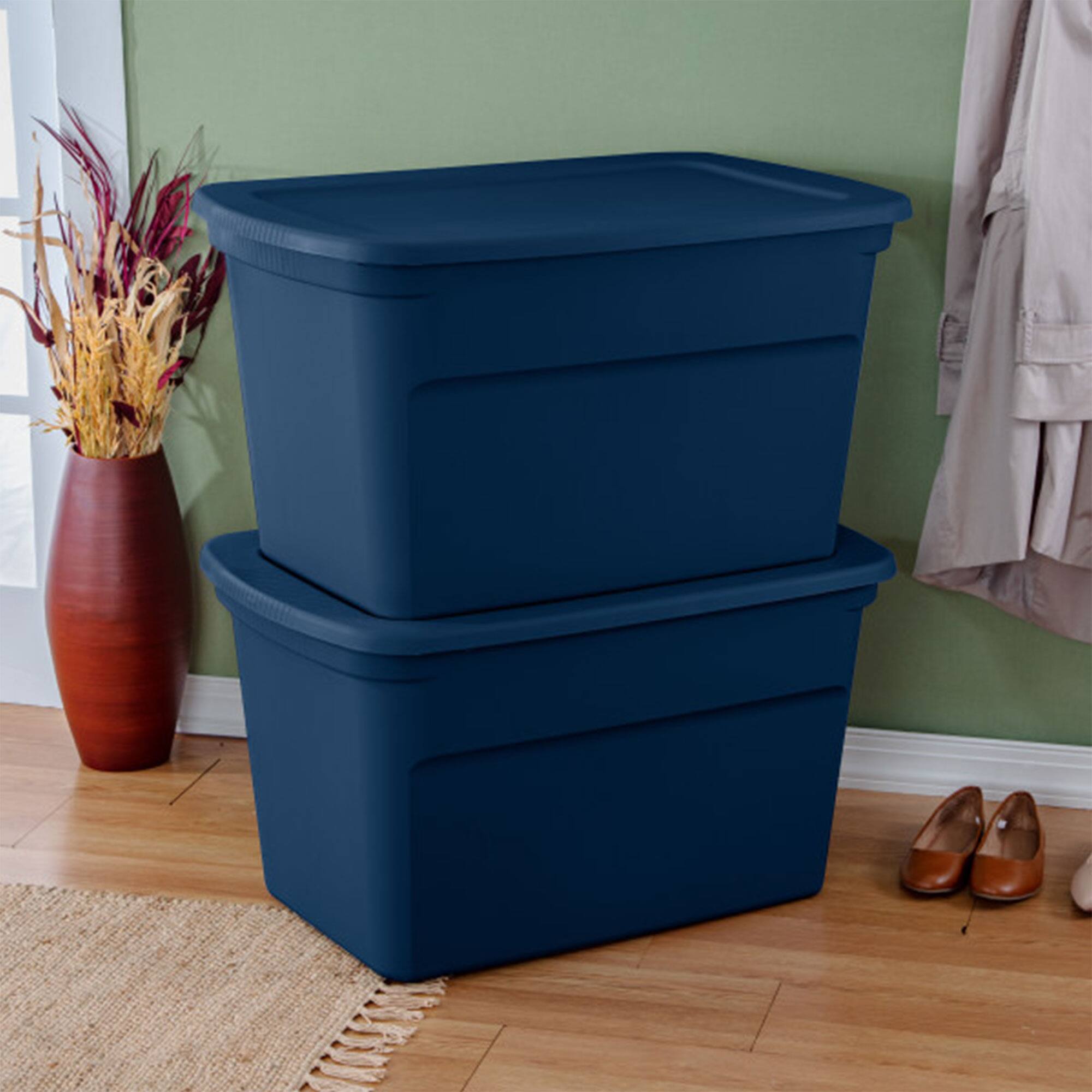 Alt View 3. Sterilite - Sterilite Classic Lidded Stackable 30 Gal Storage Tote Container, Blue, 6 Pack - Marine Blue.