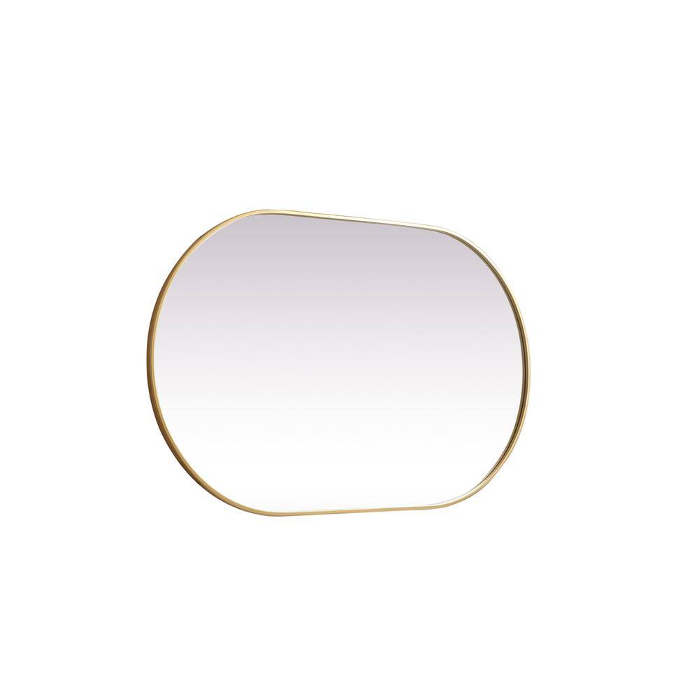 Left. Elegant Decor - Metal Frame Oval Mirror 30x48 Inch in Brass - Brass.