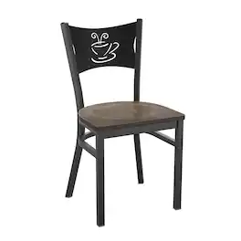 Flash Furniture - HERCULES Series Black Coffee Back Metal Restaurant Chair - Antique Copper Wood Seat - Brown