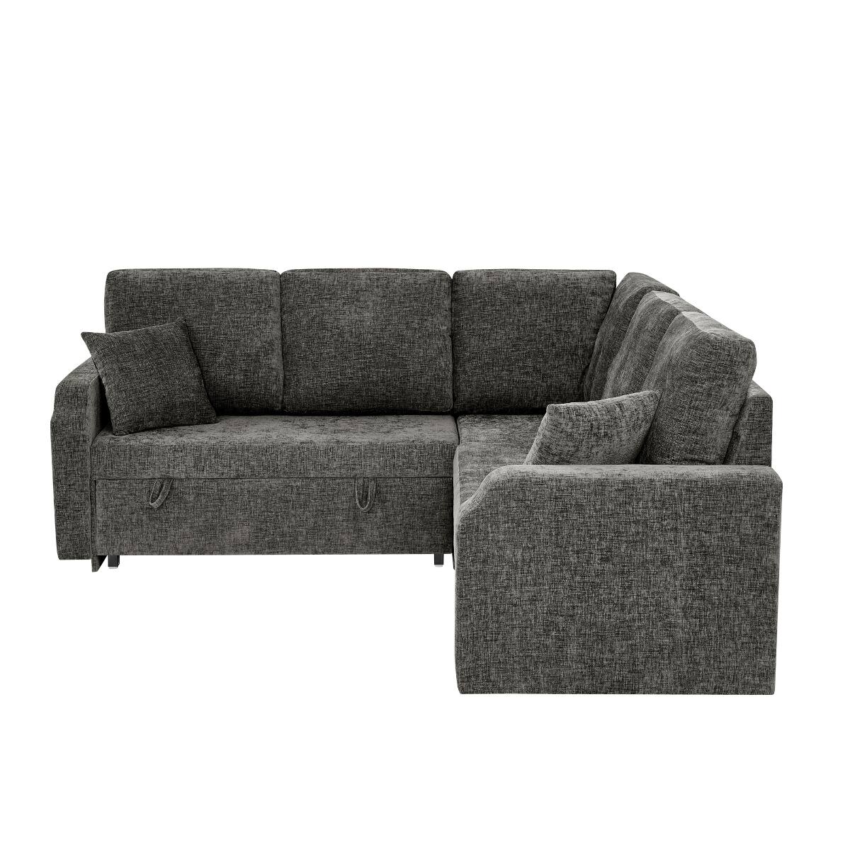 Alt View 9. Ropilly - Ropilly Dark Grey Modular Sectional Sleeper Sofa, 5 Seat L Shaped Sectional with Pull Out Bed - Dark Grey.