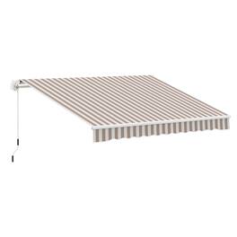 Outsunny - 12' x 8' Retractable Awning Patio Awnings Sun Shade Shelter with Manual Crank Handle, 280g/m² UV - Beige