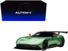 Aston Martin Vulcan Apple Tree Accents and Carbon Top 1/18 Model Car by Autoart - Green Metallic With Orange