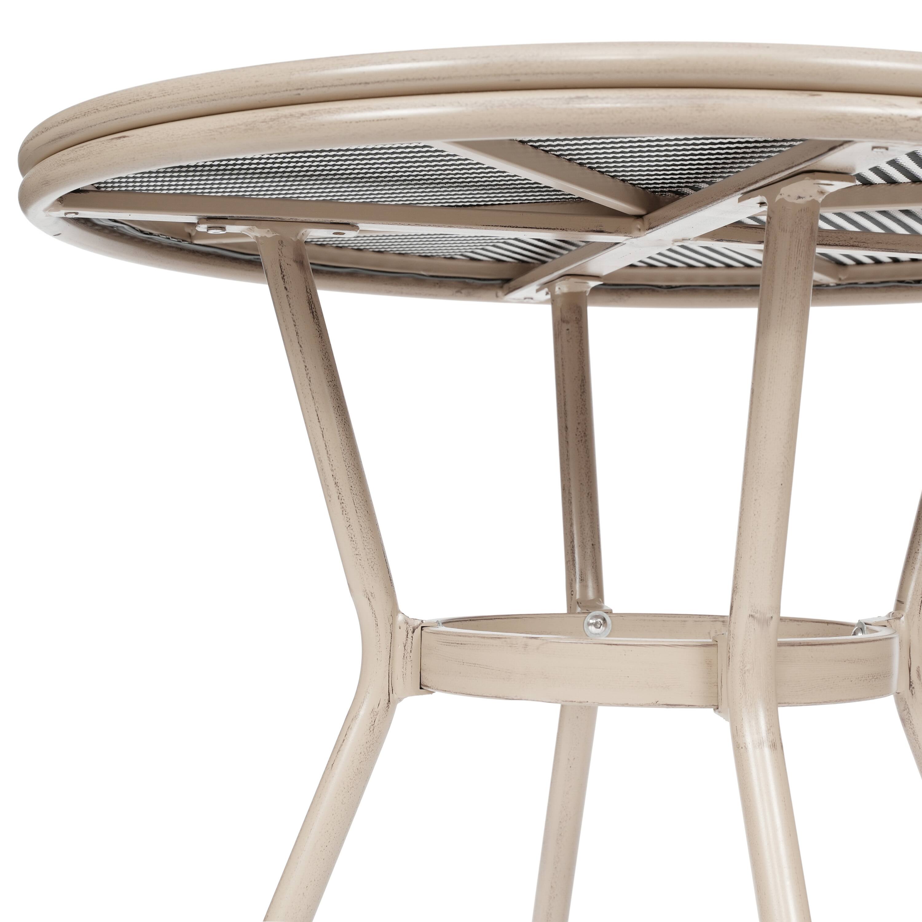 Alt View 9. Emma + Oliver - Massalia Indoor/Outdoor Bistro Style 31.5 in. Table with Textilene, Glass Top, and Bamboo Finished Metal Frame - Black & White Textilene/Light Natural Frame.