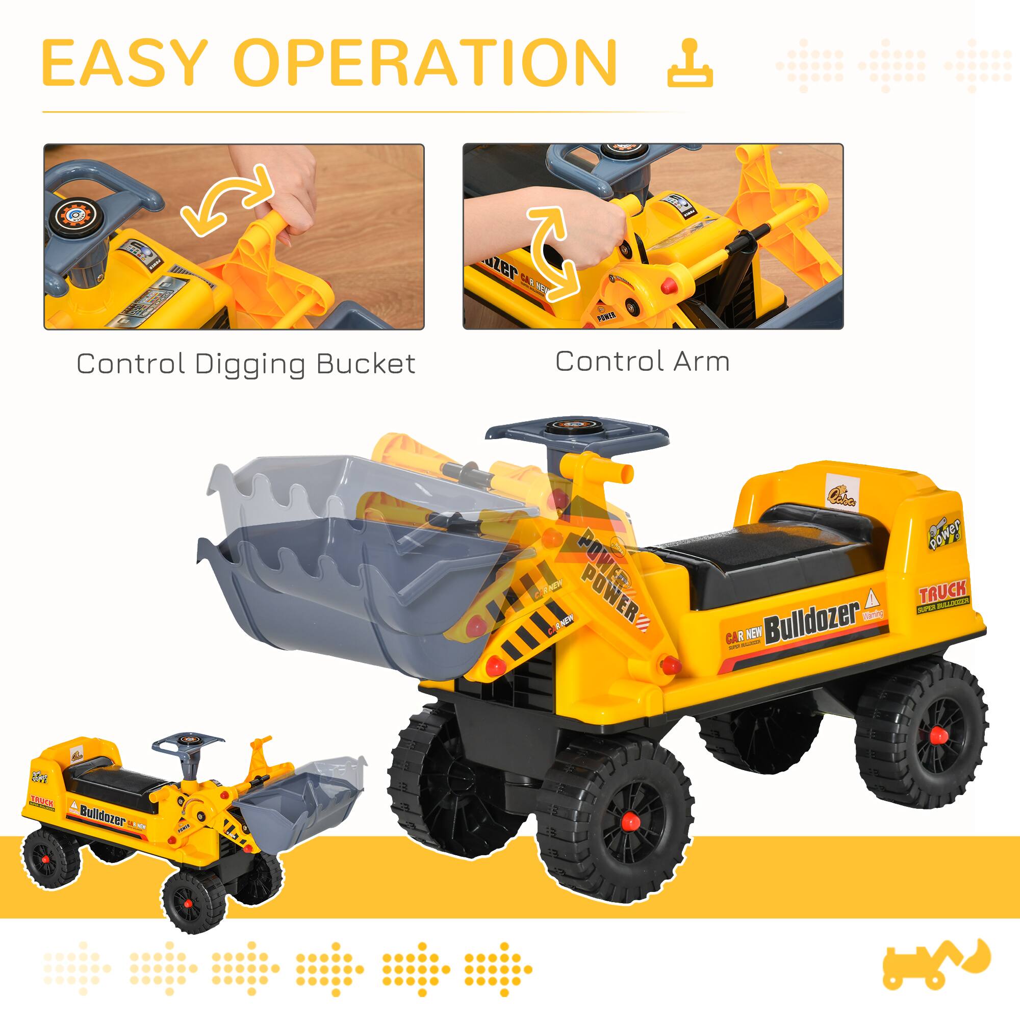 EASY OPERATION

Control Digging Bucket

Control Arm

POWER POWER

Bulldozer - Bower TRUCK

NEW Bulldozer - Bower TRUCK