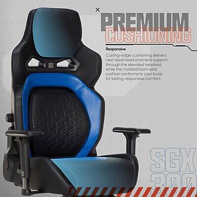 X PREMIUM CUSHIONING  
Responsive  
Cutting-edge cushioning delivers next-level head and neck support through the elevated headrest, while the molded foam seat cushion conforms to your body for lasting, responsive comfort.  
SGX 300