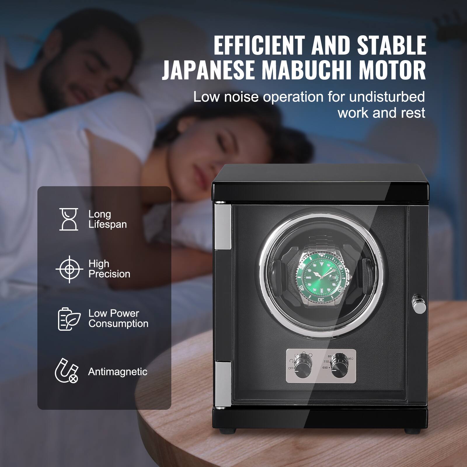 EFFICIENT AND STABLE JAPANESE MABUCHI MOTOR  
Low noise operation for undisturbed work and rest  

- Long Lifespan  
- High Precision  
- Low Power Consumption  
- Antimagnetic