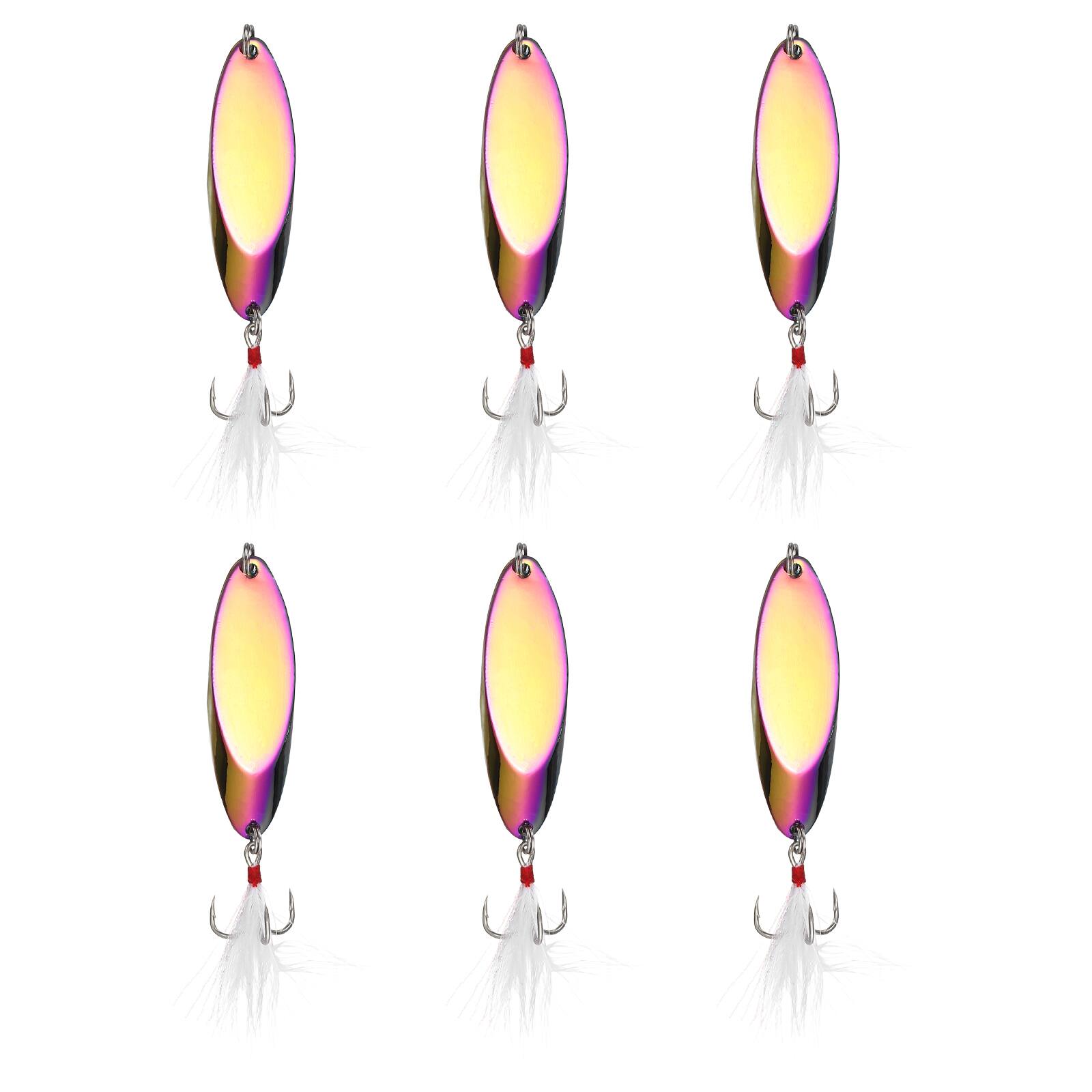 Unique Bargains - Fishing Spoons Lures, Metal Saltwater Treble Trout Lures Jigging Spoon with Treble Hooks Spinner 6pcs 3/4 oz - Colorful price history on PriceWatchPro