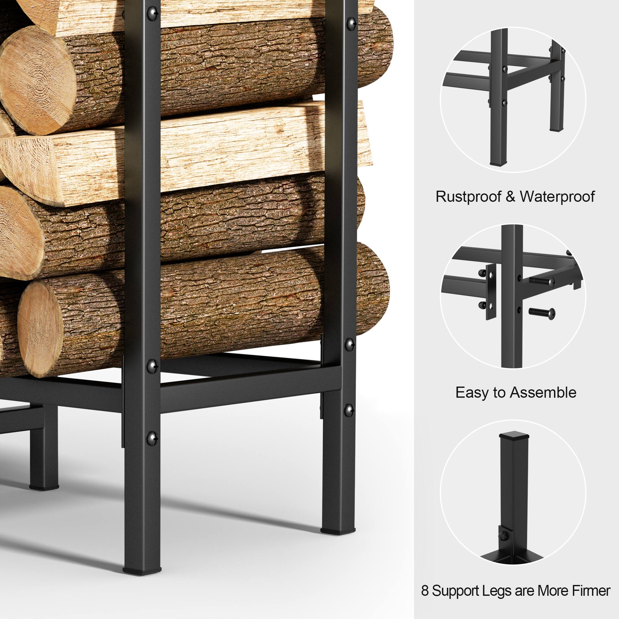 Rustproof & Waterproof  
Easy to Assemble  
8 Support Legs are More Firmer