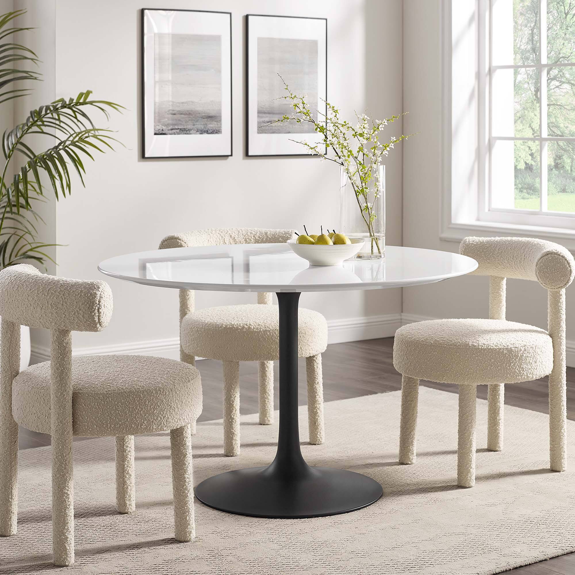 Alt View 2. Modway - Lippa 48" Round Wood Dining Table by Modway - Black White.