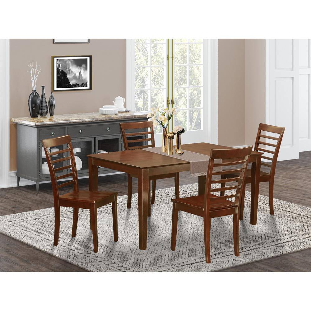 Back. East West Furniture - 5 PC Dining room set for 4-Table and 4 Dining Chairs - Mahogany.