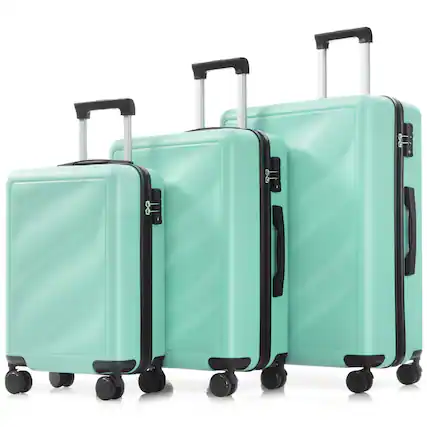 Front. Ecooso - Luggage Set 3 Piece, Lightweight Durable ABS Suitcases,Spinner Wheels,TSA Lock, Carry-on & Checked Luggage (20"/24"/28") - Green.