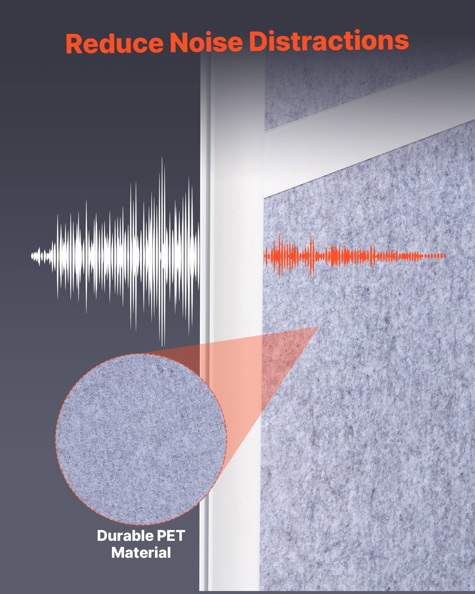 Reduce Noise Distractions  
Durable PET Material