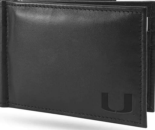 Alt View 1. Rico Industries - Miami Hurricanes RFID Blocking Shield Black Leather Moneyclip Wallet - Multi.