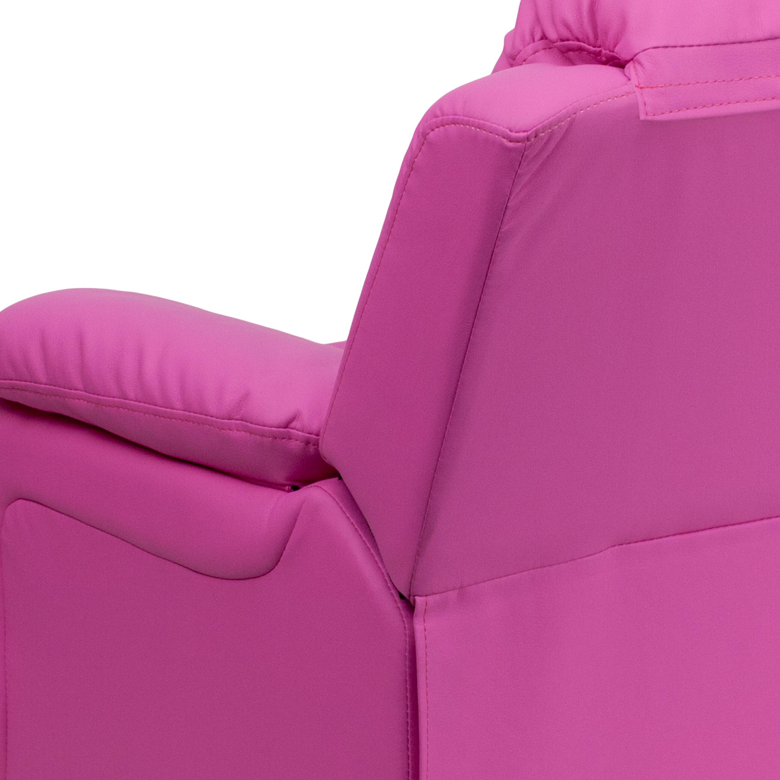 Alt View 9. Emma + Oliver - Deluxe Padded Contemporary Kids Recliner with Storage Arms - Hot Pink Vinyl.