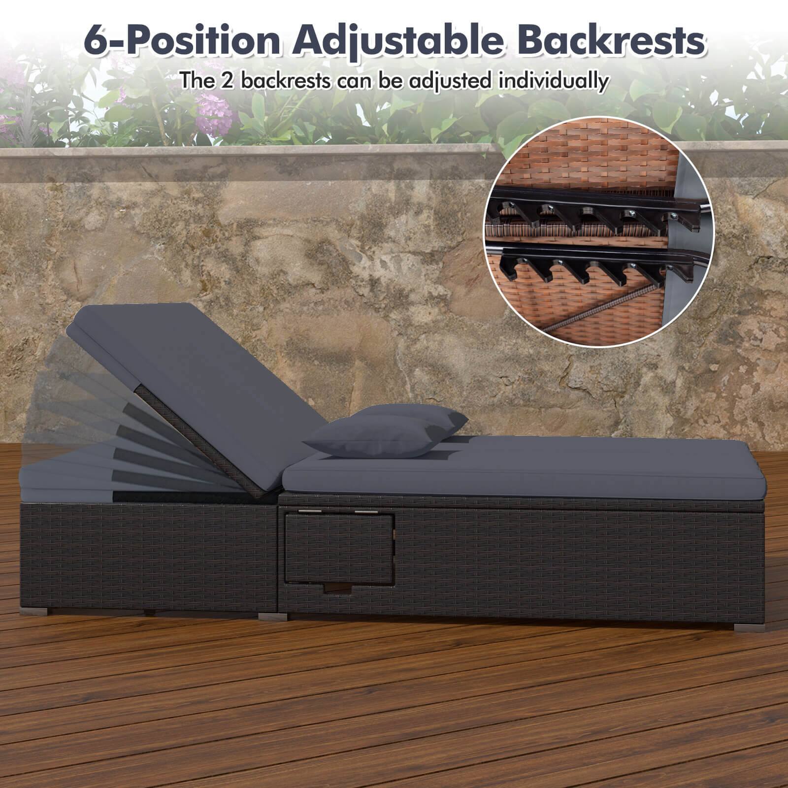 6-Position Adjustable Backrests  
The 2 backrests can be adjusted individually