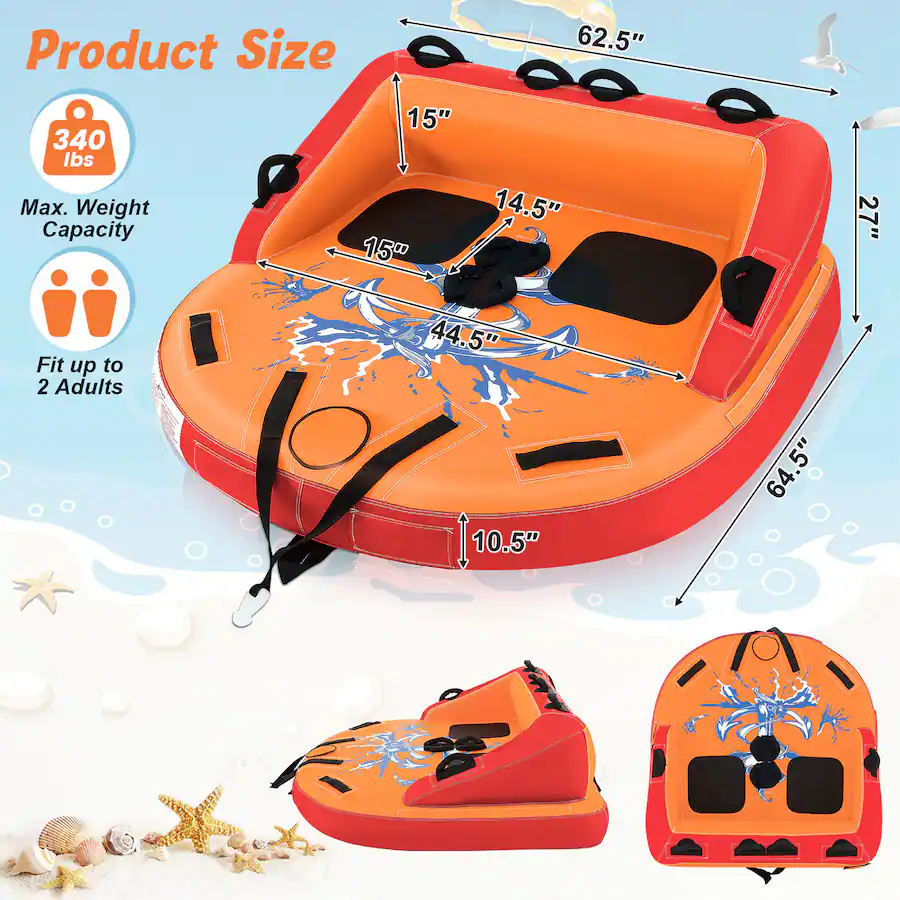 Non Inflatable Boat Gymax 2 Person Inflatable Towable Tubes for Boating Water Tubes for ...