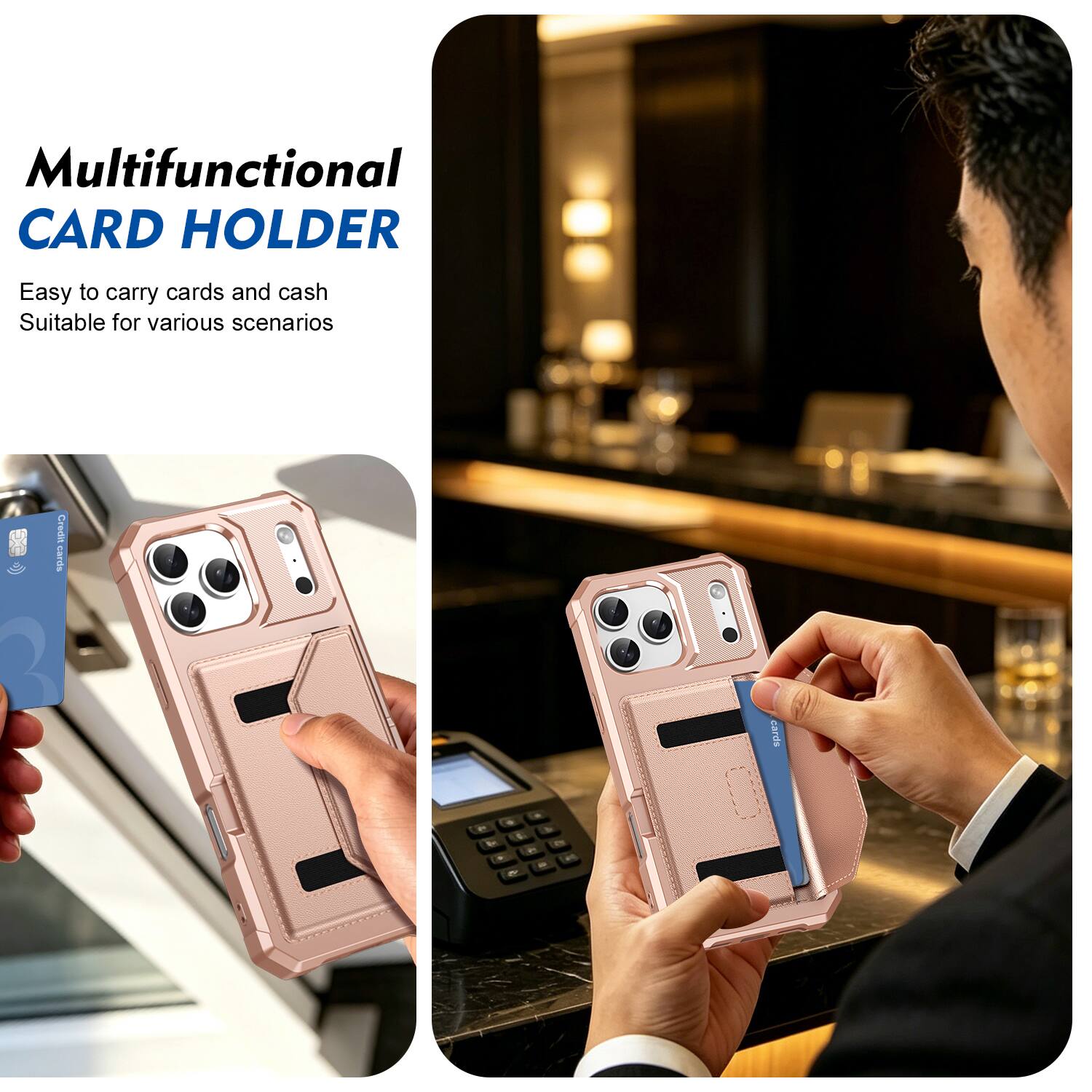 Multifunctional CARD HOLDER  
Easy to carry cards and cash  
Suitable for various scenarios