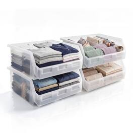 Sorbus - Extra Large Open Front Stackable Clothing Storage Bin – Closet & Wardrobe Organizer - Clear