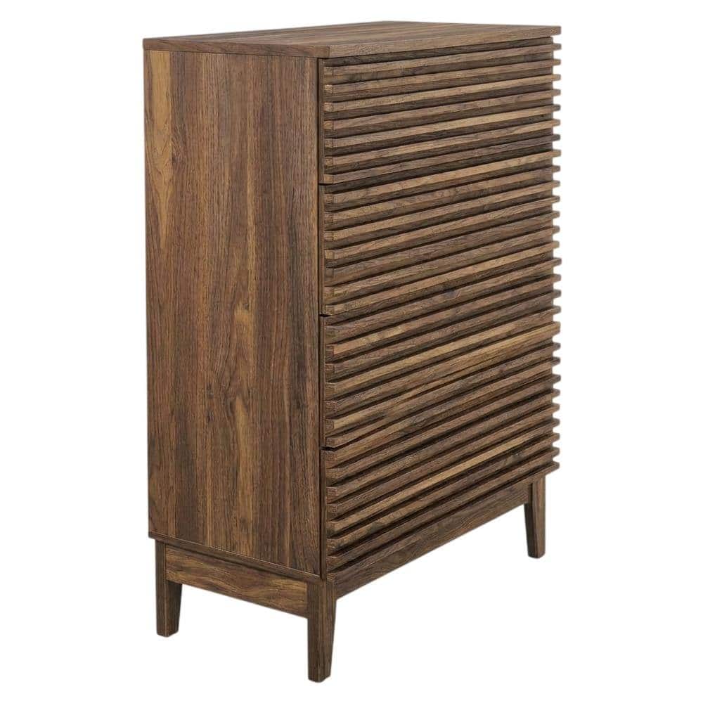 FurniFact - 4-Drawer Chest with Modern Design and Durable Build - Brown