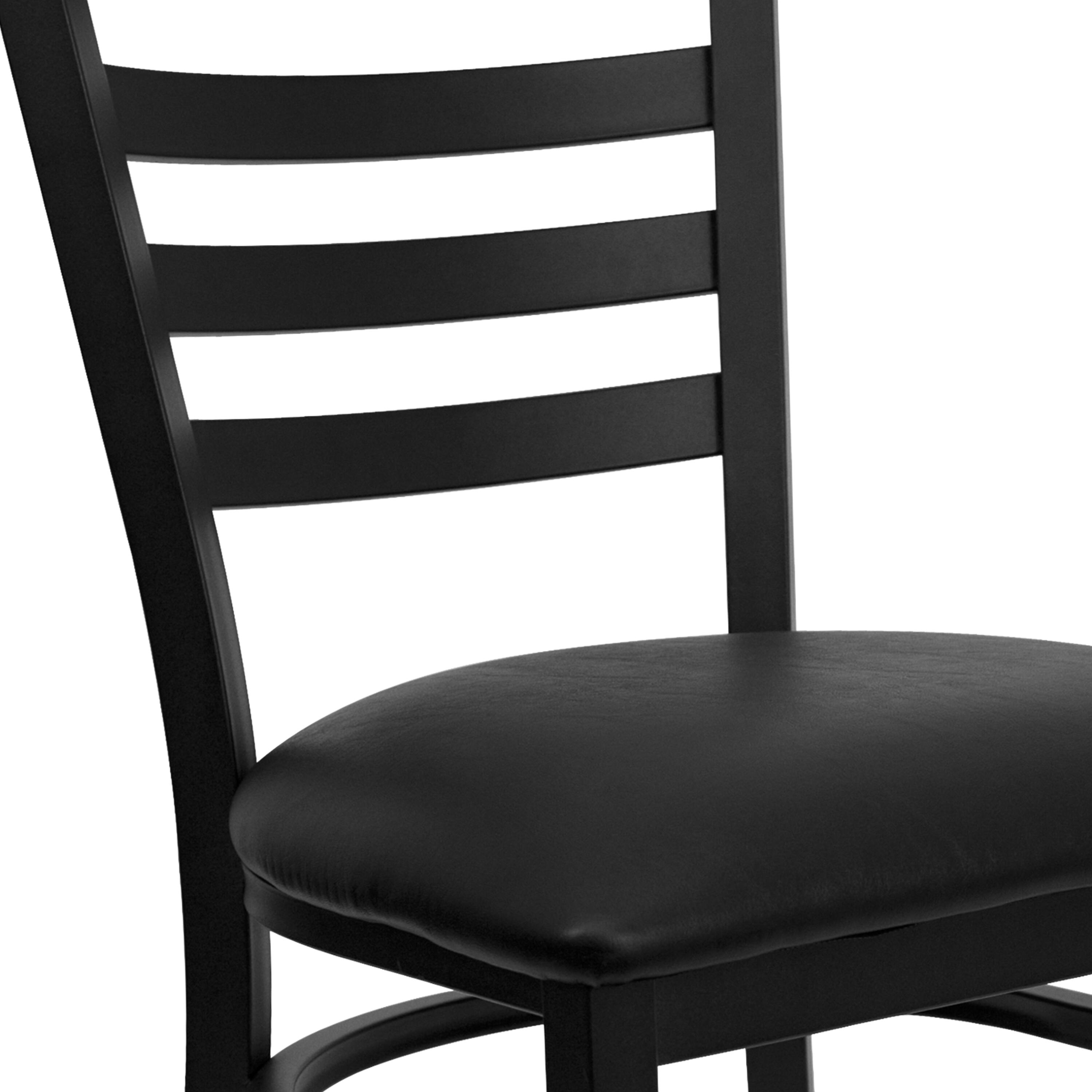 Alt View 9. Emma + Oliver - Ladder Back Metal Restaurant Dining Chair - Black Vinyl Seat/Black Metal Frame.