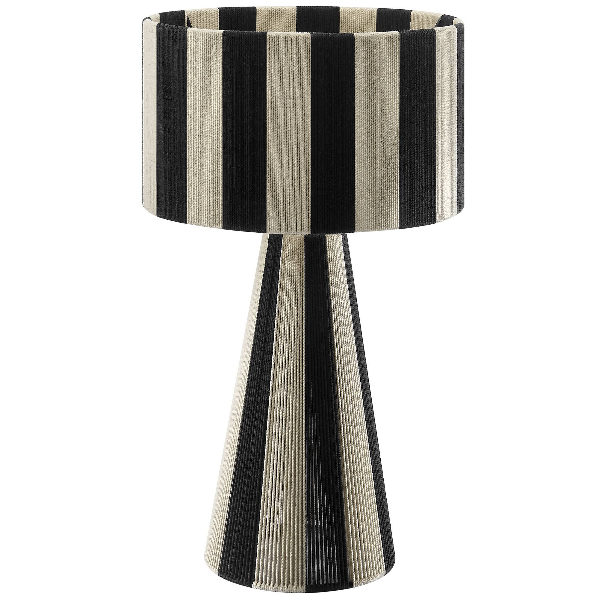 Angle. Modway - Renae Handwoven Cotton Thread Striped Table Lamp by Modway - Black.