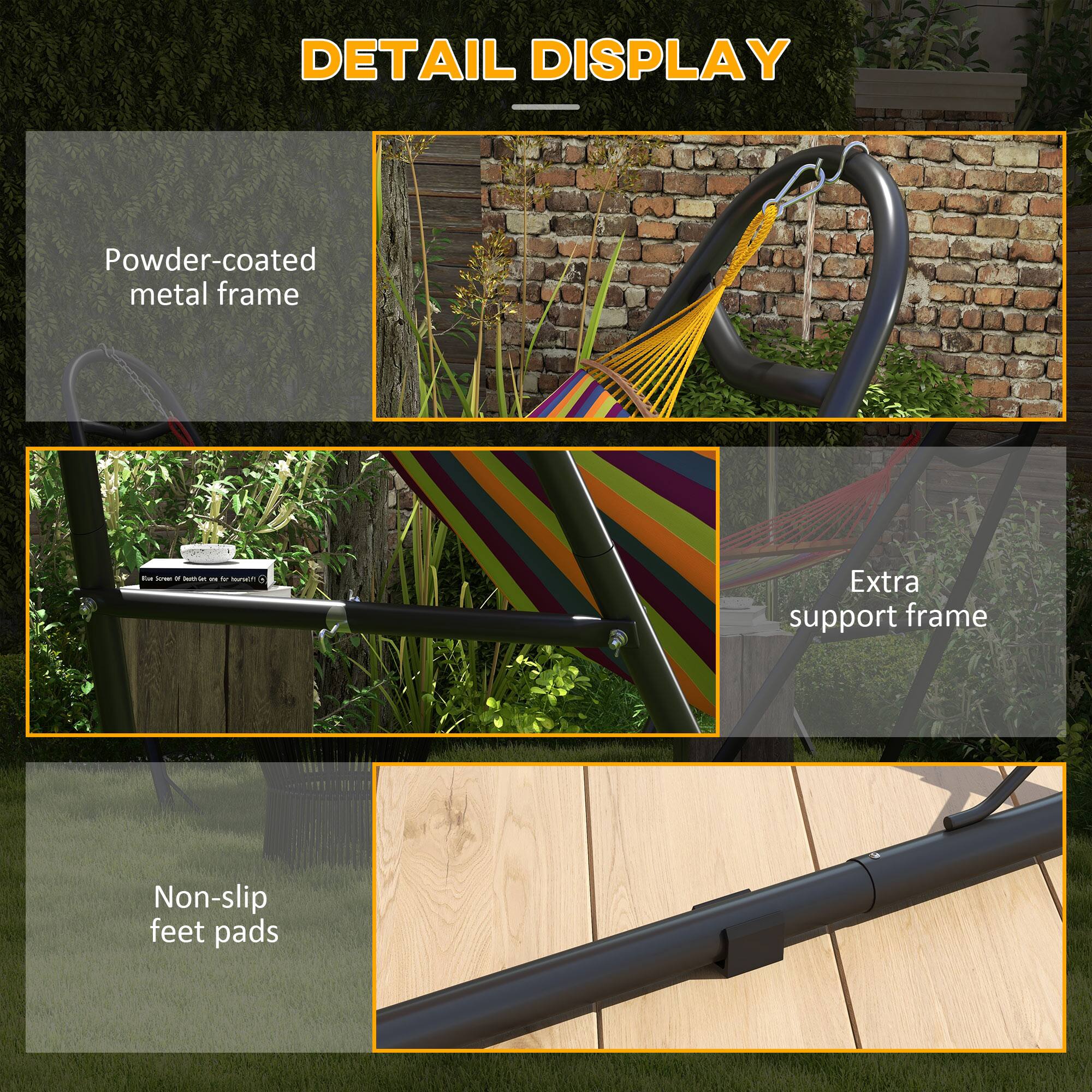 DETAIL DISPLAY Powder-coated metal frame - Extra support frame - Non-slip feet pads