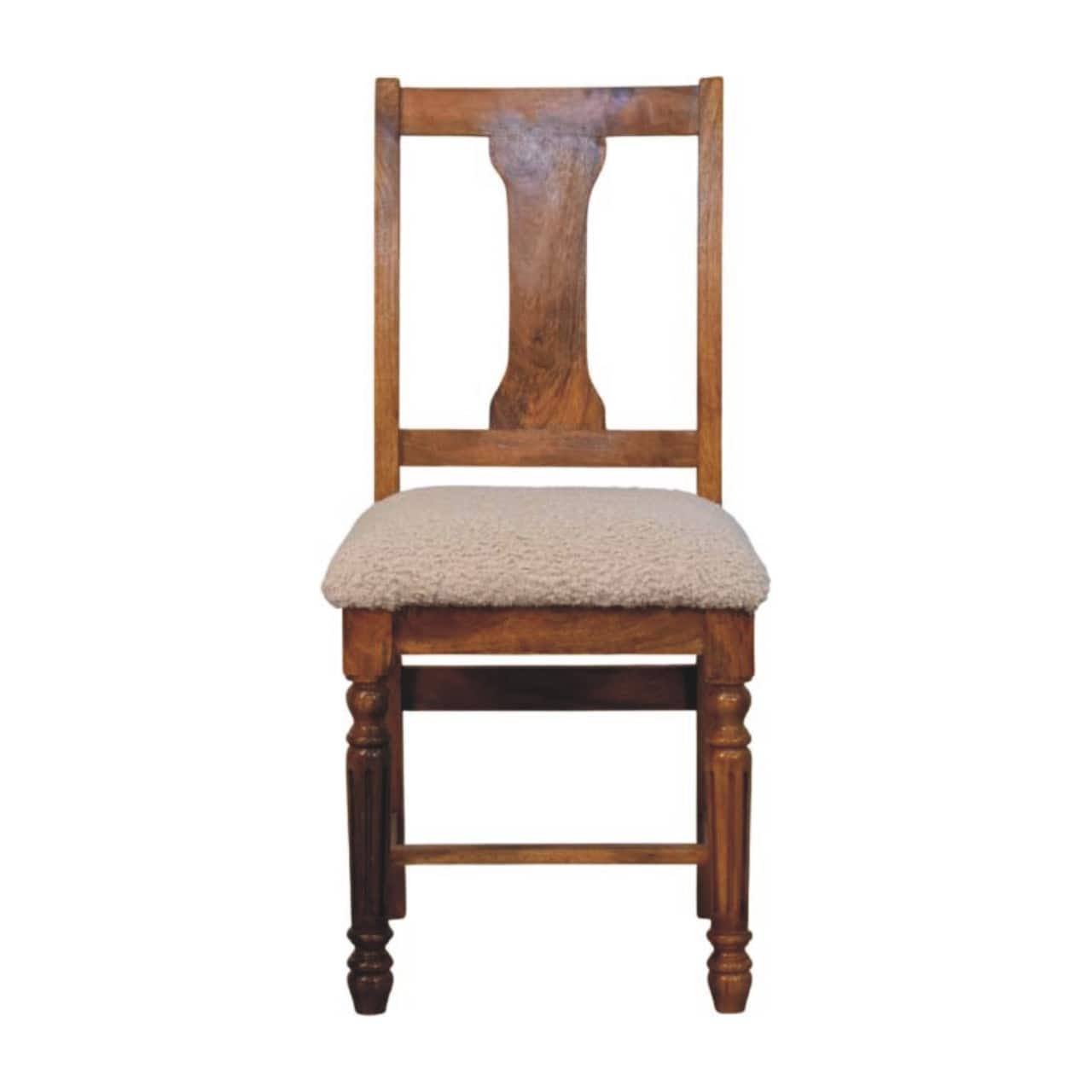 Artisan Furniture - Writing Chair with Turned Legs, Upholstered, Brown - Brown and White