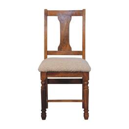 Artisan Furniture - Writing Chair with Turned Legs, Upholstered, Brown - Brown and White