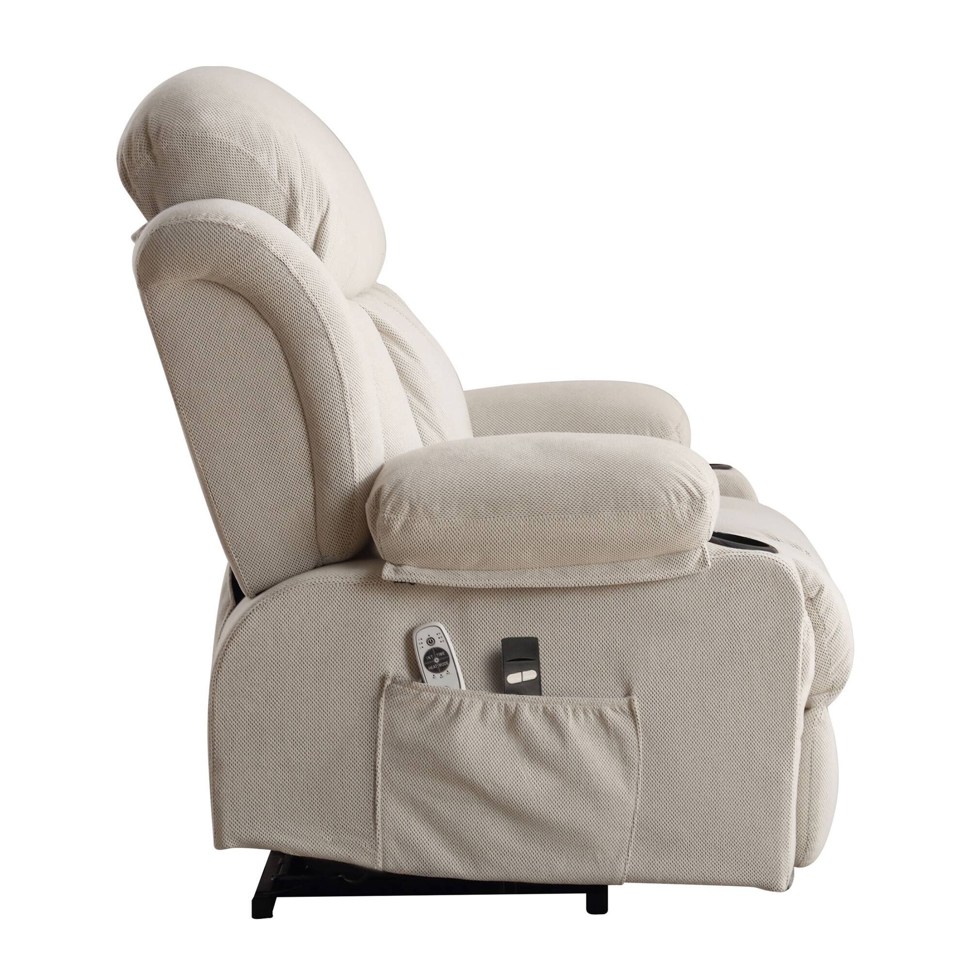 Alt View 7. GOODSILO - Power Lift Recliner Chair with Heat & Massage, Electric Fabric Recliner for Elderly with USB Port & Remote - Beige.