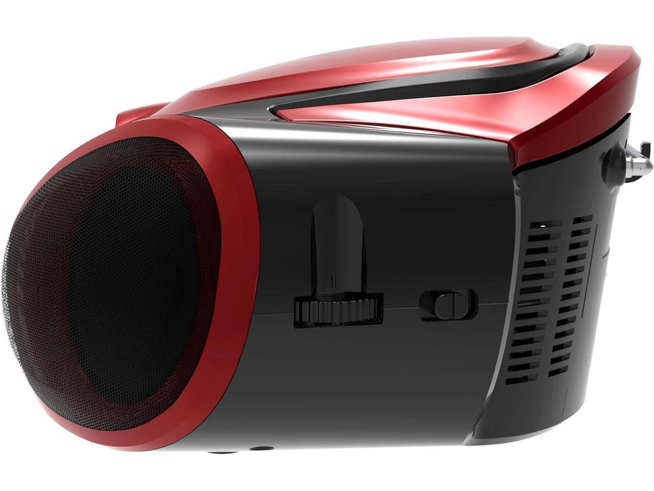 Alt View 5. Supersonic - Supersonic SC726BTRED Portable AM/FM Radio CD Player Boombox with Bluetooth - Red - Black.