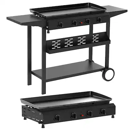 Front. SKONYON - 4-Burner Propane Flat Top Griddle Grill for Outdoor Cooking and BBQ - Black.