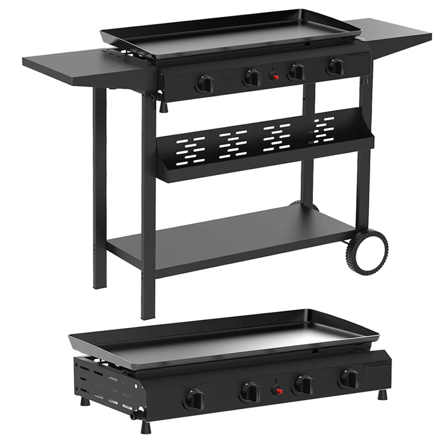 Front. SKONYON - 4-Burner Propane Flat Top Griddle Grill for Outdoor Cooking and BBQ - Black.