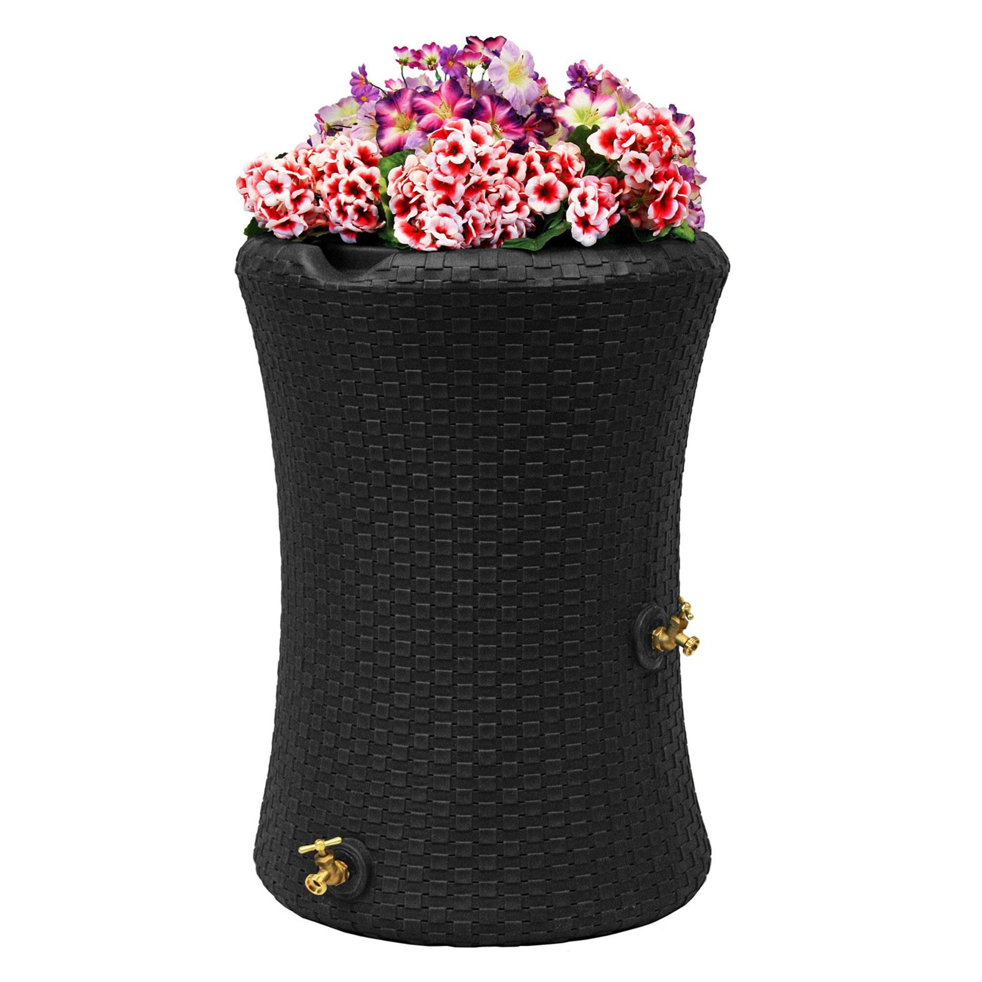 Alt View 1. Good Ideas - Good Ideas Impressions 50 Gal Nantucket Rain Barrel Planter, Black (3 Pack).