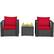 Front. Costway - 3PCS Patio Rattan Wicker Furniture Set Sofa Table W/Cushion Yard - Red.