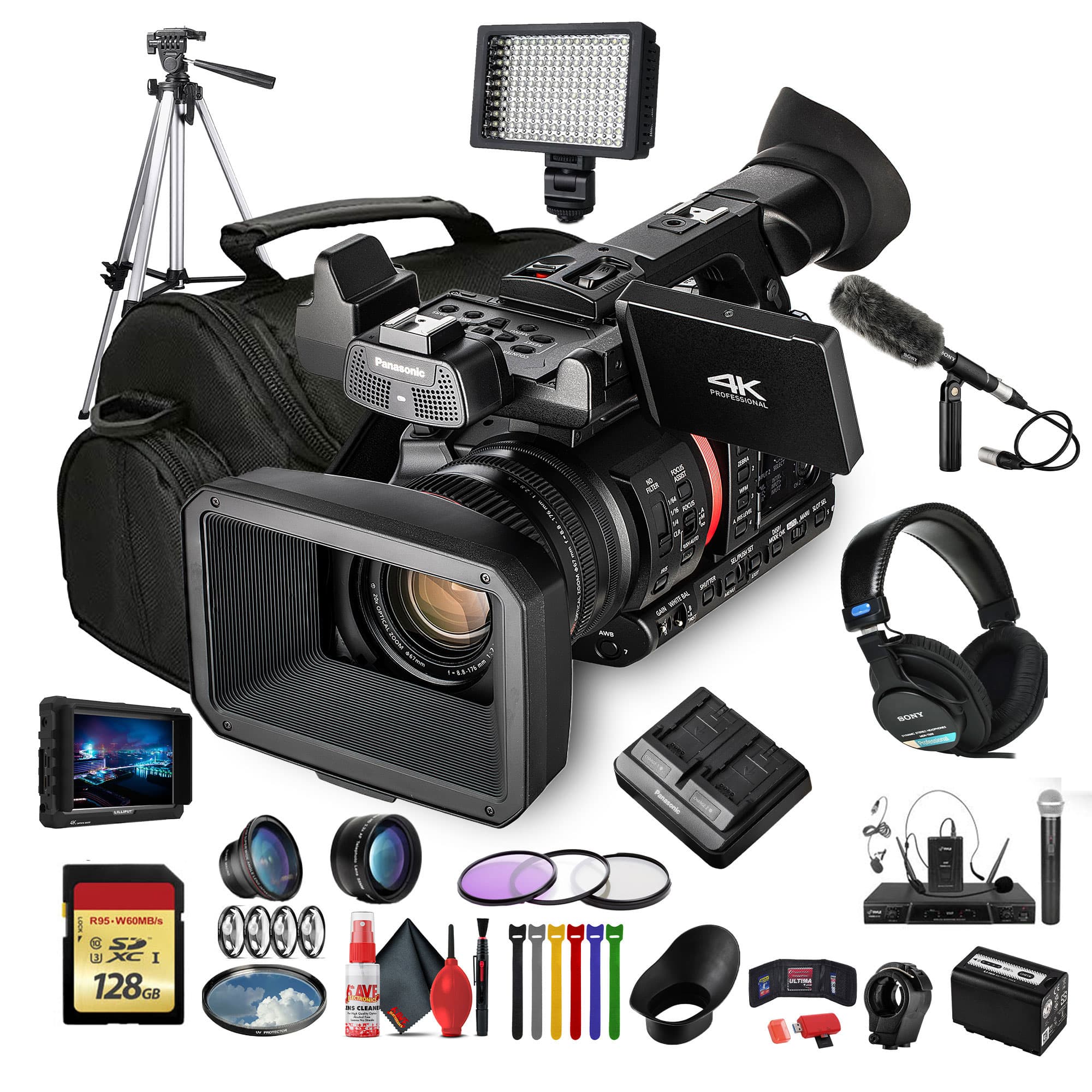 Panasonic - AG-CX350 4K Camcorder (AG-CX350) W/Padded Case, 128 GB Memory Card + More